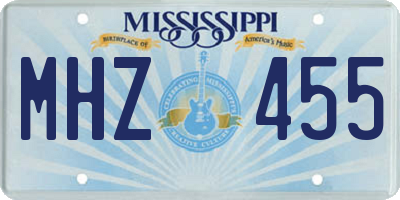 MS license plate MHZ455