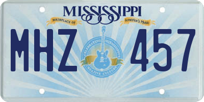 MS license plate MHZ457