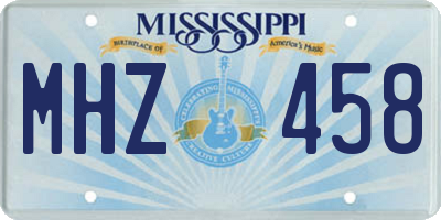 MS license plate MHZ458