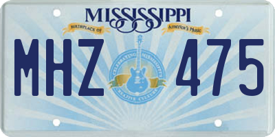 MS license plate MHZ475