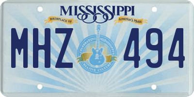 MS license plate MHZ494