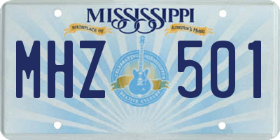 MS license plate MHZ501