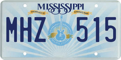 MS license plate MHZ515