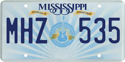 MS license plate MHZ535