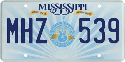 MS license plate MHZ539