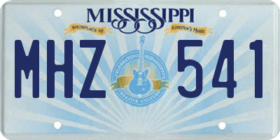 MS license plate MHZ541