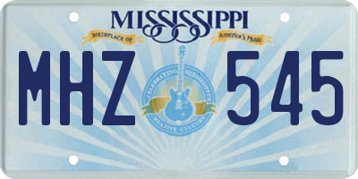 MS license plate MHZ545