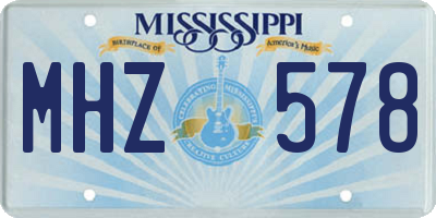 MS license plate MHZ578