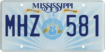 MS license plate MHZ581