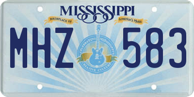 MS license plate MHZ583