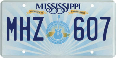 MS license plate MHZ607