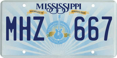 MS license plate MHZ667