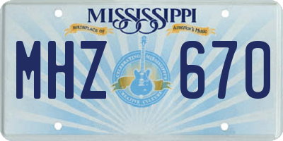 MS license plate MHZ670