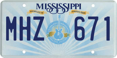 MS license plate MHZ671