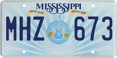 MS license plate MHZ673