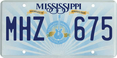 MS license plate MHZ675