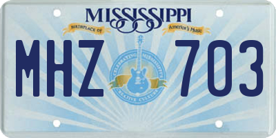MS license plate MHZ703