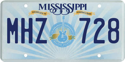 MS license plate MHZ728