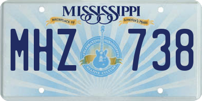 MS license plate MHZ738