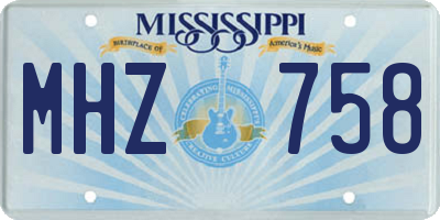 MS license plate MHZ758