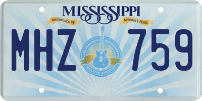 MS license plate MHZ759