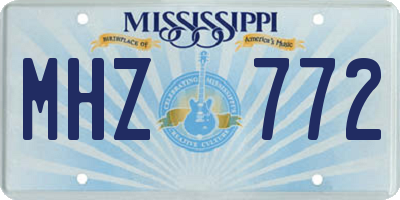 MS license plate MHZ772