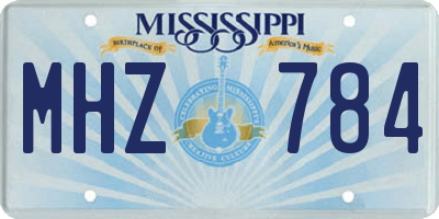 MS license plate MHZ784