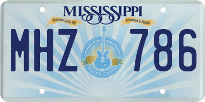 MS license plate MHZ786