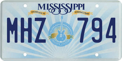 MS license plate MHZ794