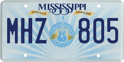 MS license plate MHZ805