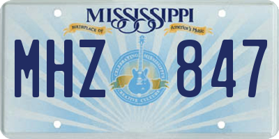 MS license plate MHZ847