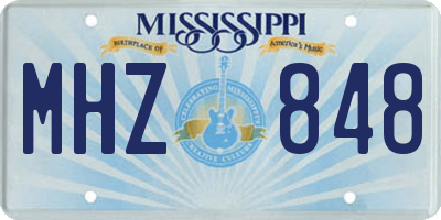 MS license plate MHZ848