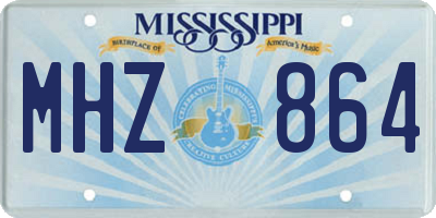 MS license plate MHZ864