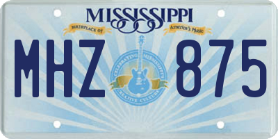 MS license plate MHZ875