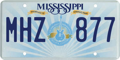 MS license plate MHZ877