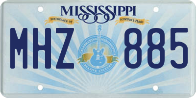 MS license plate MHZ885