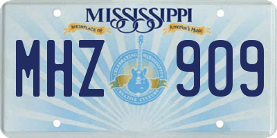 MS license plate MHZ909