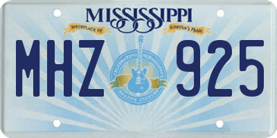MS license plate MHZ925