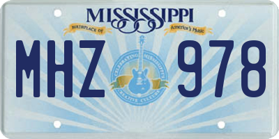 MS license plate MHZ978