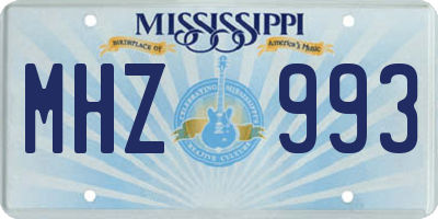 MS license plate MHZ993