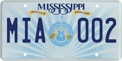 MS license plate MIA002