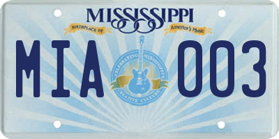 MS license plate MIA003