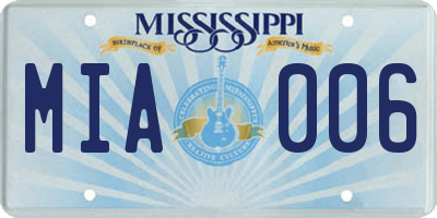 MS license plate MIA006