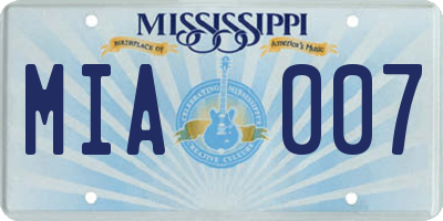 MS license plate MIA007