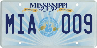 MS license plate MIA009