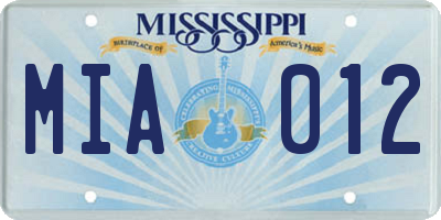 MS license plate MIA012