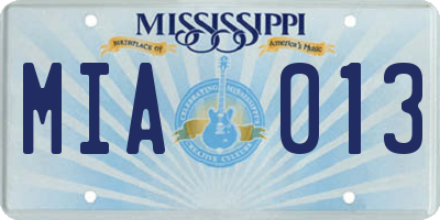 MS license plate MIA013