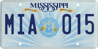 MS license plate MIA015