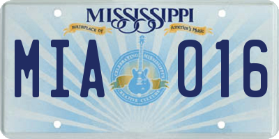 MS license plate MIA016