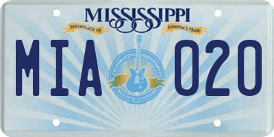 MS license plate MIA020